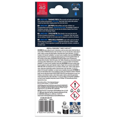 Ароматизатор Ліс і шкіра Armor All All Access Pass Hanging Lights Out Air Freshener, 18гр